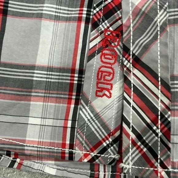 [M] Rock & Roll Cowboy Men's  Long Sleeve Red Plaid Western Snap Button Up Shirt - Picture 3 of 11